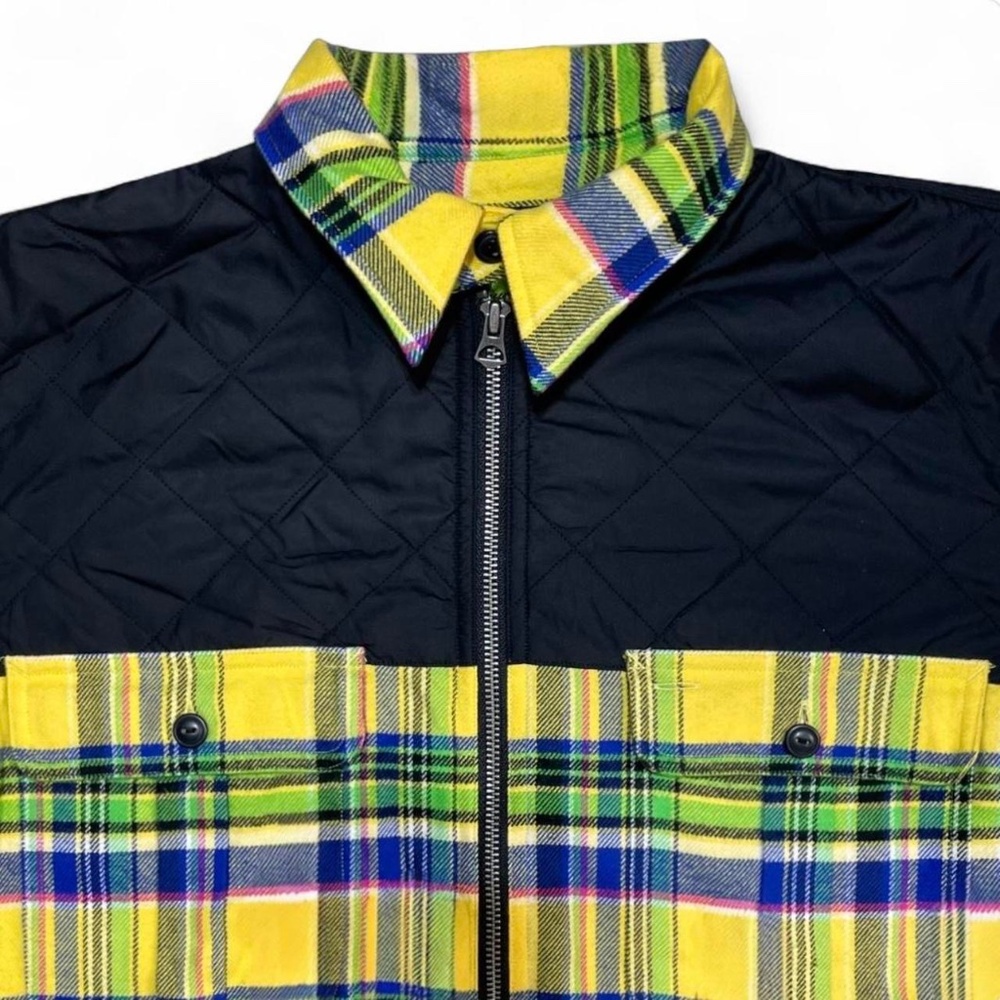 Polo Ralph Lauren Yellow Plaid Flannel Half Zip Quilted Shirt Jacket Size XL - Picture 2 of 8